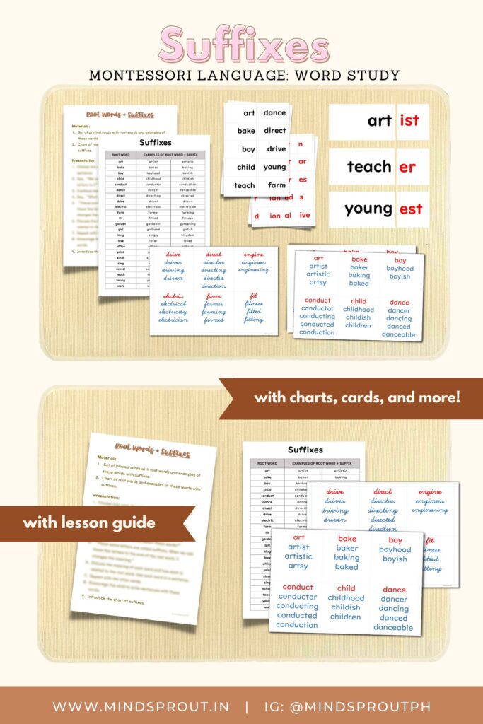 montessori language suffixes word study mindsprout