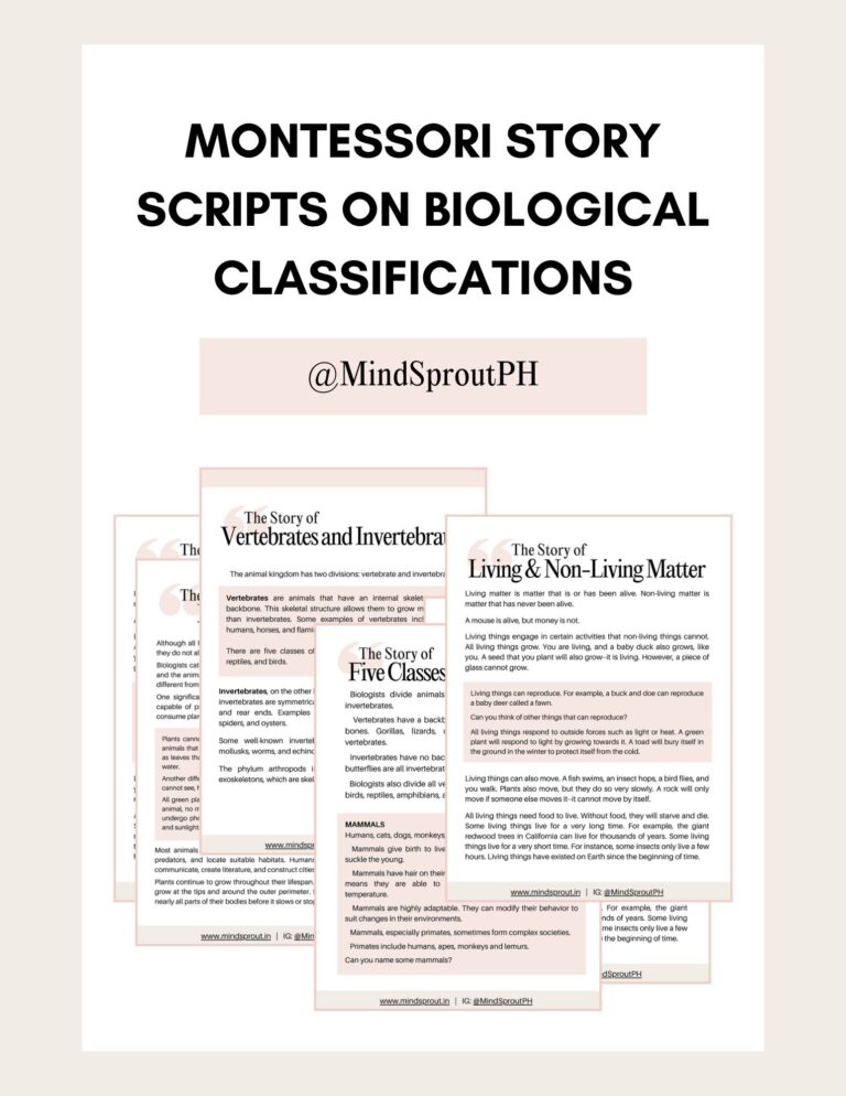 montessori story scrip on biological classifications