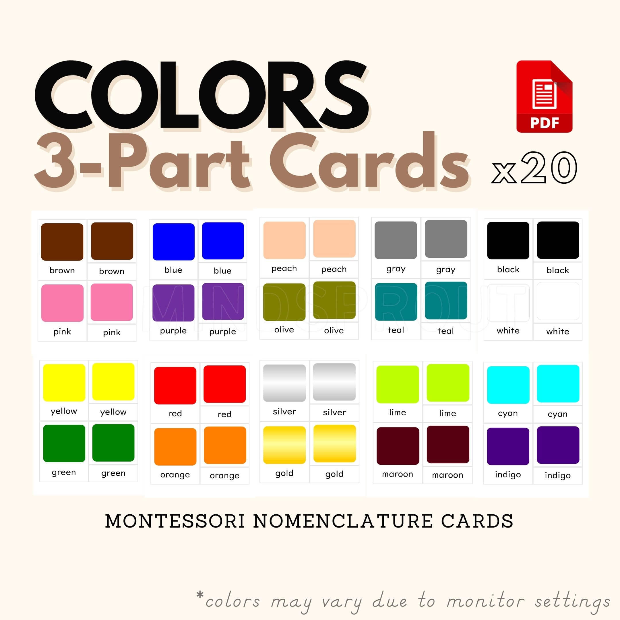 Colors 3-Part Cards
