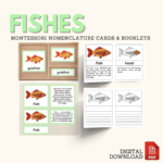 fishes nomenclature cards montessori booklets